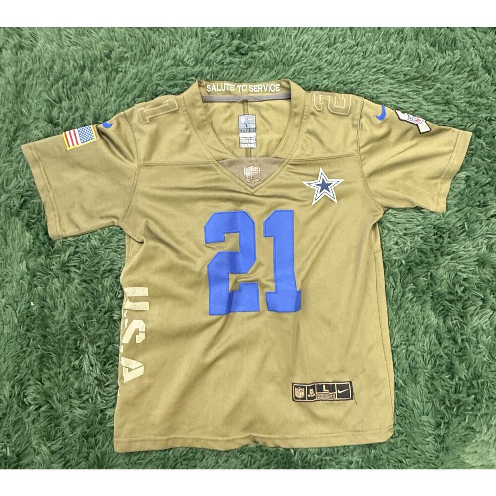 Dallas Cowboys Ezekiel Elliott Nike Salute to Service NFL Jersey Youth Size L
